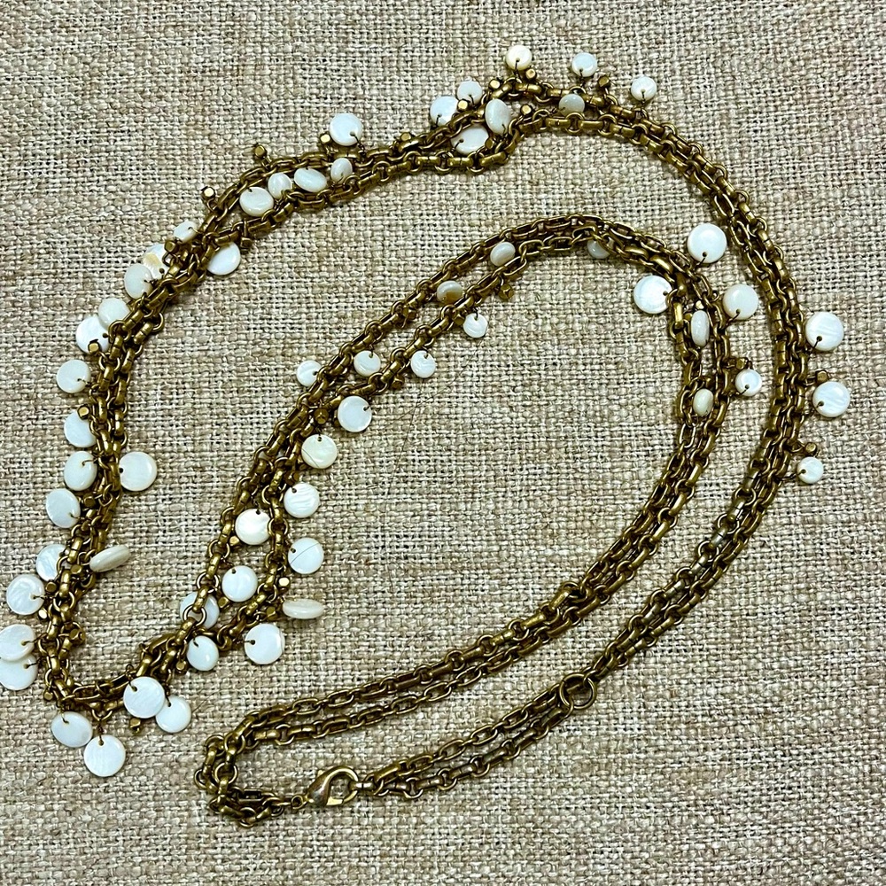 Double strand 36” beaded disc necklace